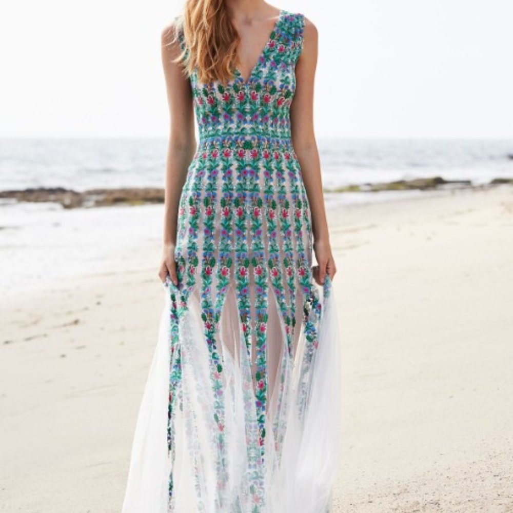 Tadashi Shoji Floral Tulle Gown